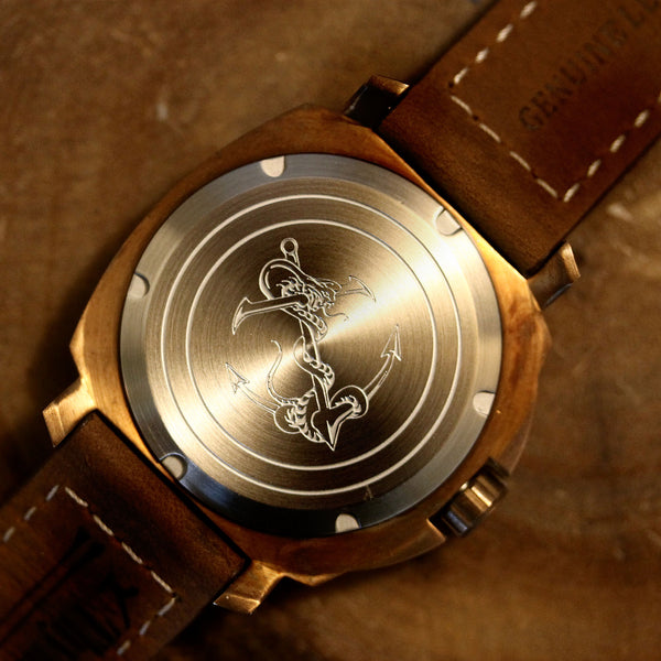 solid steel caseback cobra calibre CuSn8 marine bronzo bronze automatic watch edc watch sale #watchsale #watchsales #wus #wis #usn