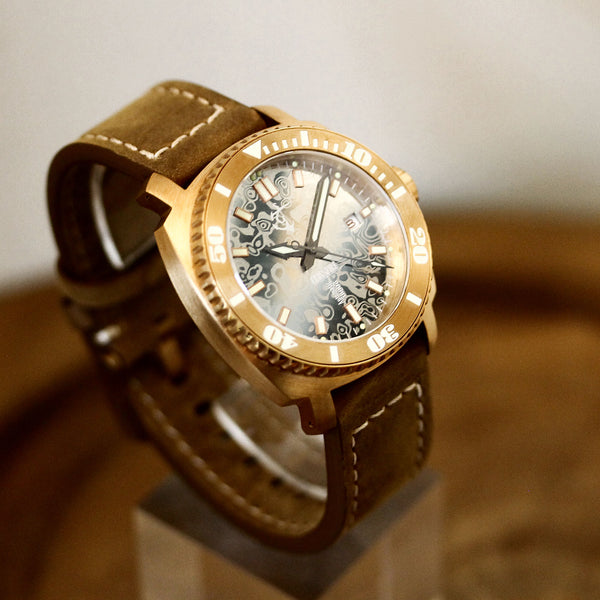 Bronze Crossfire - Mirror Polished Damasteel Dial